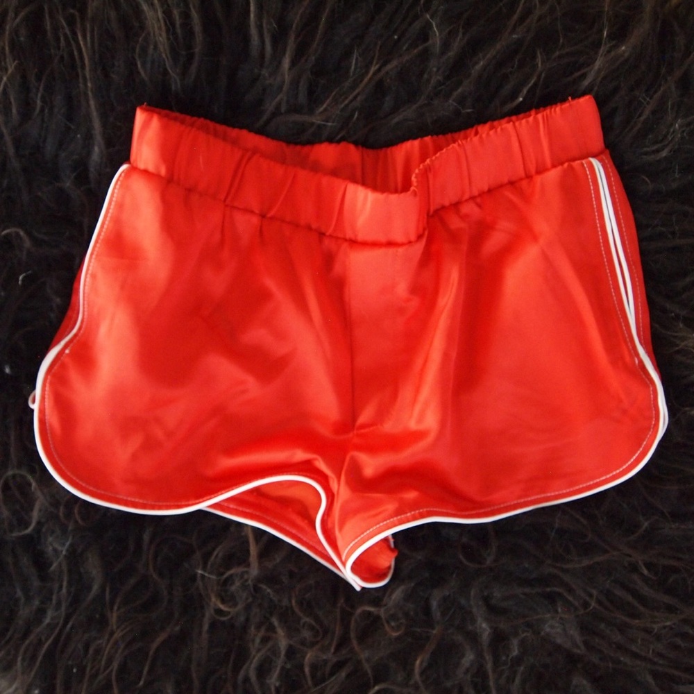 Zara Red Athletic Shorts with Retro Trim